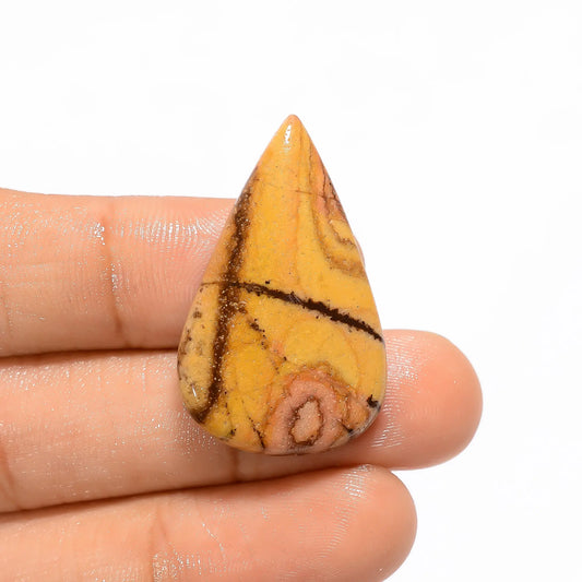 Australian Picture Jasper Pear Shape Cabochon Loose Gemstone Natural 24 Ct. 32X20X5 mm V-3616