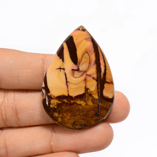 Australian Picture Jasper Pear Shape Cabochon Loose Gemstone Natural 61 Ct. 42X29X6 mm V-3617