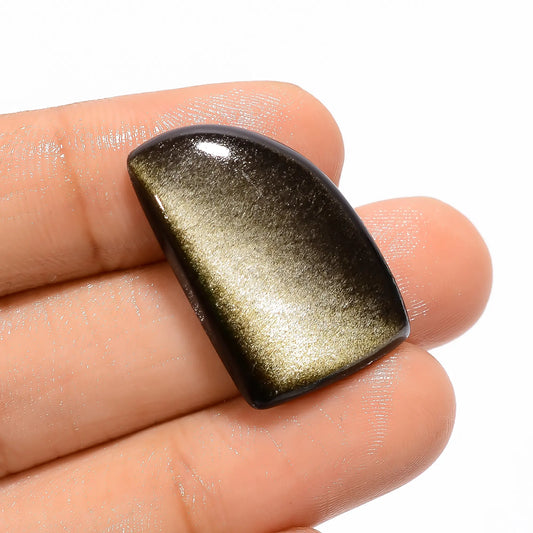 Golden Sheen Obsidian Fancy Shape Cabochon Loose Gemstone Natural 19.5 Ct. 25X16X5 mm V-3663