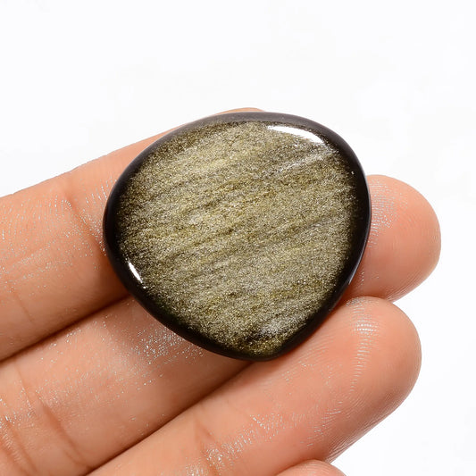 Golden Sheen Obsidian Heart Shape Cabochon Loose Gemstone Natural 34 Ct. 26X28X6 mm V-3664
