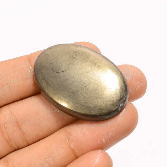 Pyrite Oval Shape Cabochon Loose Gemstone Natural 79 Ct. 35X23X5 mm V-3696