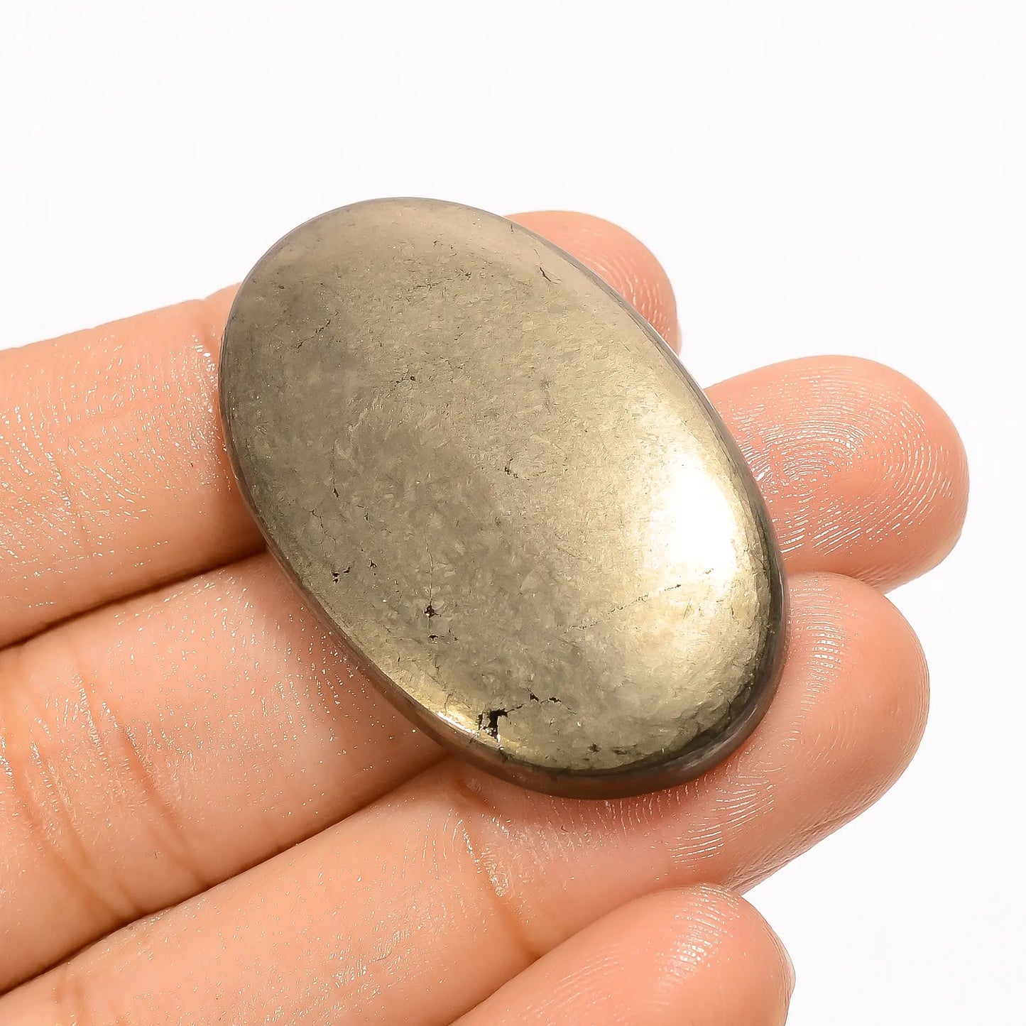Pyrite Oval Shape Cabochon Loose Gemstone Natural 77 Ct. 37X23X5 mm V-3697