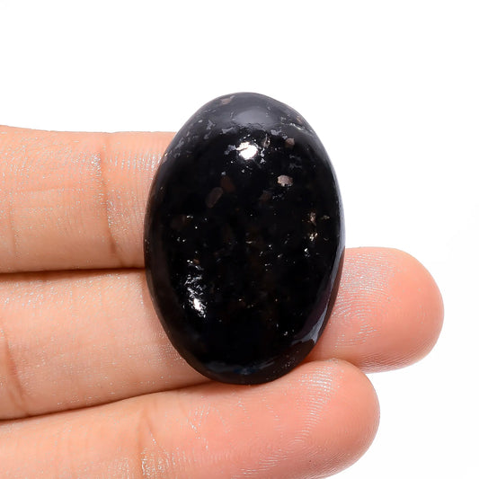 Golden Nuummite Oval Shape Cabochon Loose Gemstone Natural 38.5 Ct. 31X21X7 mm V-3755