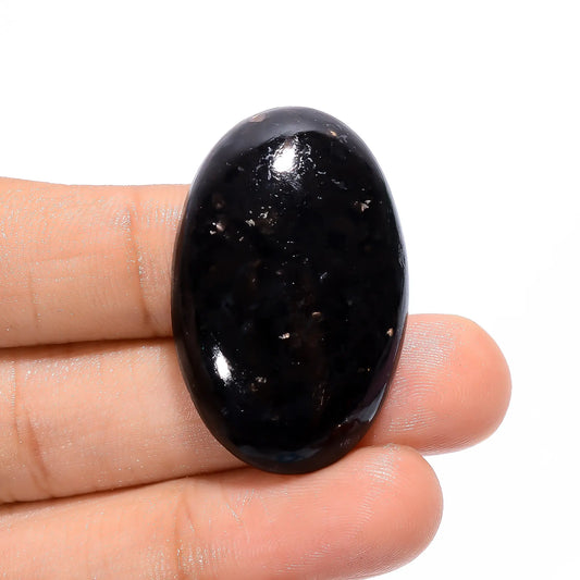 Golden Nuummite Oval Shape Cabochon Loose Gemstone Natural 50.5 Ct. 35X23X7 mm V-3759