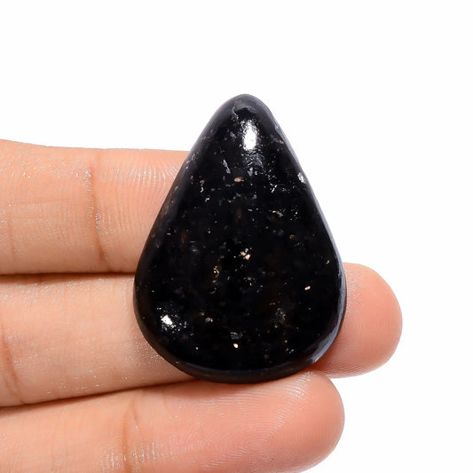 Golden Nuummite Pear Shape Cabochon Loose Gemstone Natural 39.5 Ct. 34X25X6 mm V-3762