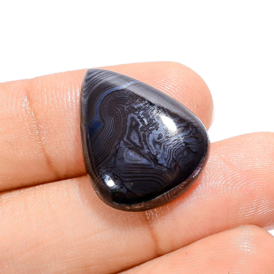 Psilomelane Pear Shape Cabochon Loose Gemstone Natural 18 Ct. 21X17X5 mm V-3768