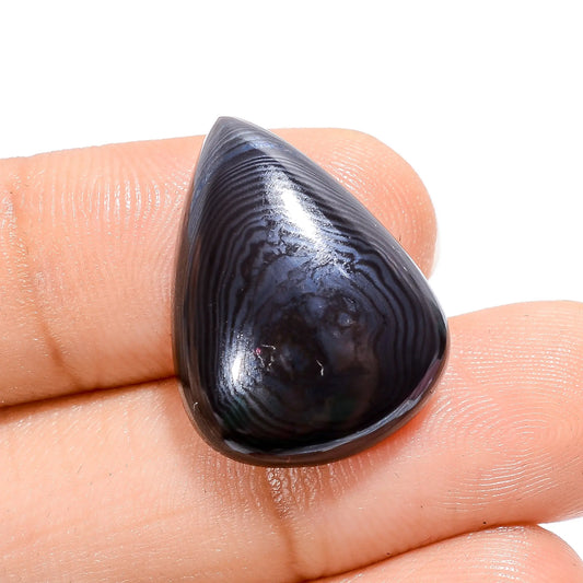 Psilomelane Pear Shape Cabochon Loose Gemstone Natural 16.5 Ct. 22X16X5 mm V-3776