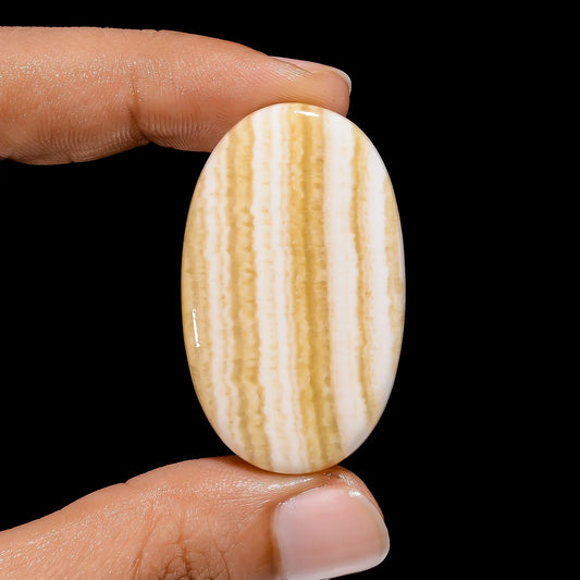Yellow Lace Oval Shape Cabochon Loose Gemstone Natural 54.5 Ct. 42X25X5 mm V-3852