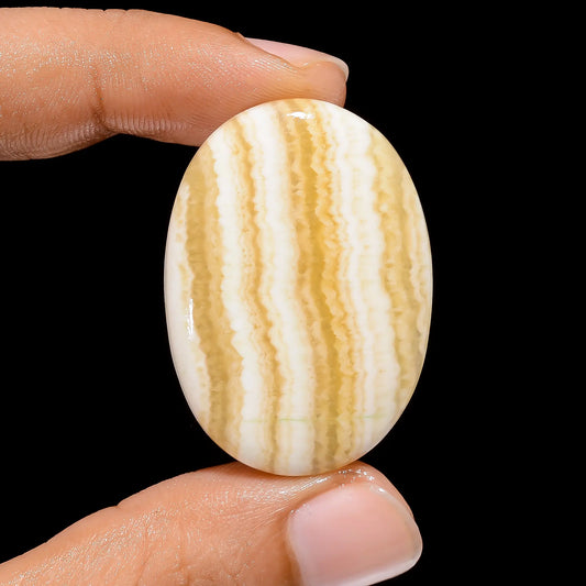 Yellow Lace Oval Shape Cabochon Loose Gemstone Natural 44 Ct. 37X27X5 mm V-3854