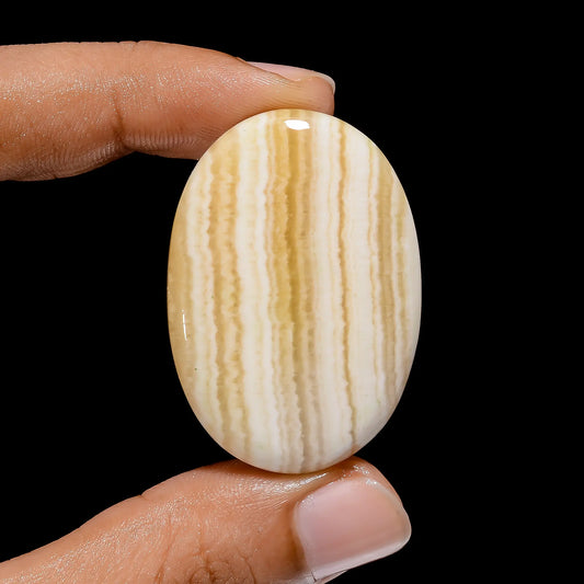 Yellow Lace Oval Shape Cabochon Loose Gemstone Natural 73 Ct. 41X29X7 mm V-3855