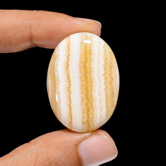 Yellow Lace Oval Shape Cabochon Loose Gemstone Natural 60 Ct. 34X25X8 mm V-3857