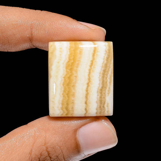 Yellow Lace Rectangle Shape Cabochon Loose Gemstone Natural 44.5 Ct. 25X21X7 mm V-3858