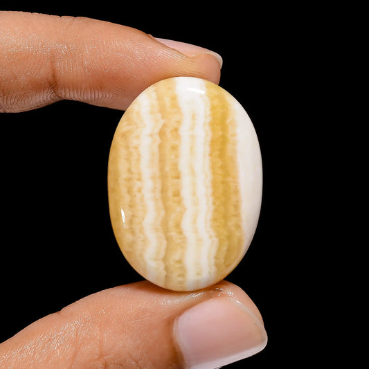 Yellow Lace Oval Shape Cabochon Loose Gemstone Natural 46 Ct. 31X22X7 mm V-3859