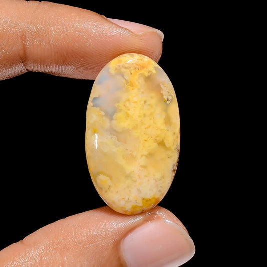 Graveyard Plume Agate Oval Shape Cabochon Loose Gemstone Natural 18 Ct. 28X17X5 mm V-3863