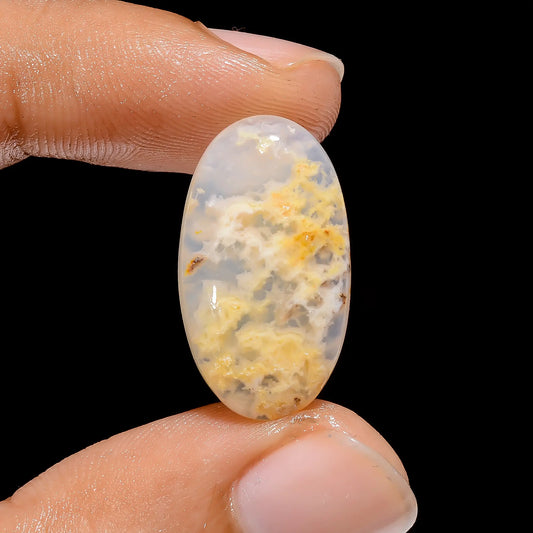 Graveyard Plume Agate Oval Shape Cabochon Loose Gemstone Natural 11 Ct. 23X13X5 mm V-3867