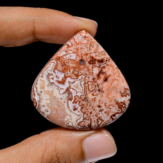Rosita Jasper Heart Shape Cabochon Loose Gemstone Natural 65 Ct. 39X39X5 mm V-3894