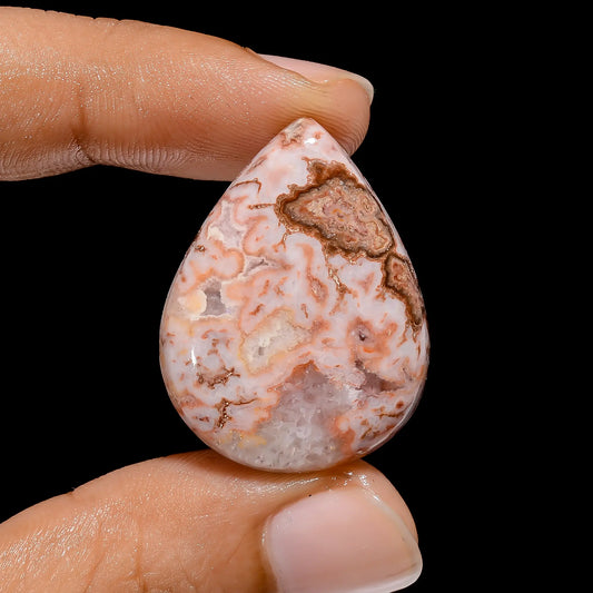 Rosita Jasper Pear Shape Cabochon Loose Gemstone Natural 29 Ct. 30X23X5 mm V-3905