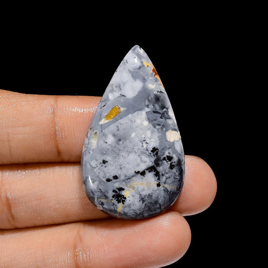 Maligano Jasper Pear Shape Cabochon Loose Gemstone Natural 39 Ct. 38X23X5 mm V-3915