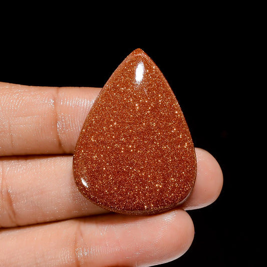 Golden Sandstone Pear Shape Cabochon Loose Gemstone 39.5 Ct. 36X27X5 mm V-3932