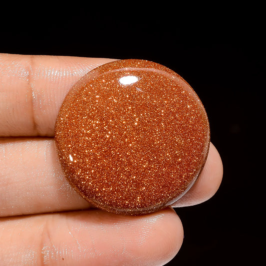 Golden Sandstone Round Shape Cabochon Loose Gemstone 38 Ct. 28X28X6 mm V-3935