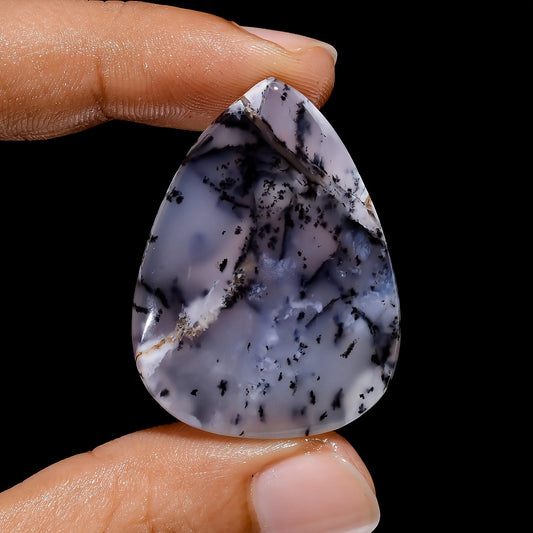 Dendrite Opal Pear Shape Cabochon Loose Gemstone Natural 44 Ct. 37X28X5 mm V-3943