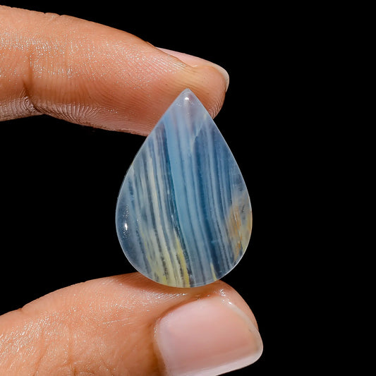 Lemurian Aquatine Calcite Pear Shape Cabochon Loose Gemstone Natural 17 Ct. 25X17X4 mm V-3960