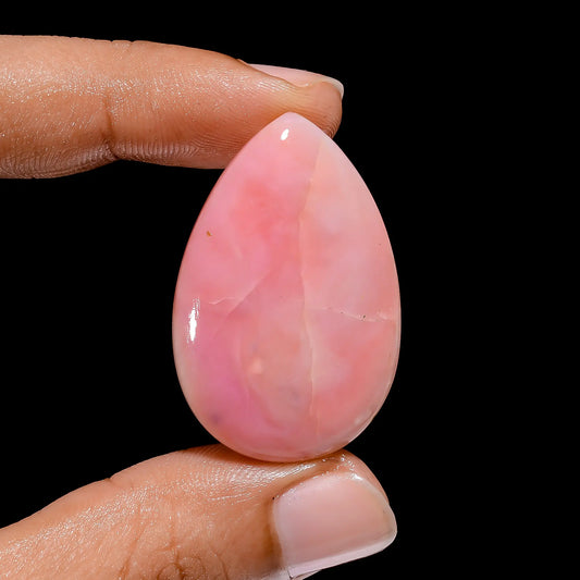 Pink Opal Pear Shape Cabochon Loose Gemstone Natural 30 Ct. 36X24X5 mm V-3967
