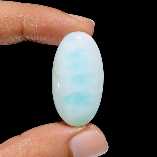 Blue Aragonite Oval Shape Cabochon Loose Gemstone Natural 31 Ct. 32X17X6 mm V-4007
