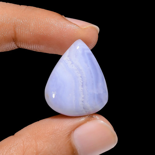 Blue Lace Agate Pear Shape Cabochon Loose Gemstone Natural 20.5 Ct. 23X19X6 mm V-4021