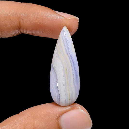 Wonderful Top Grade Quality 100% Natural Blue Lace Agate Pear Shape Cabochon Loose Gemstone For Making Jewelry 16.5 Ct. 33X12X5 mm V-4022