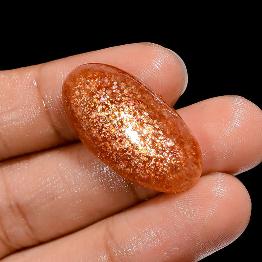 Amazing Top Grade Quality 100% Natural Sunstone Oval Shape Cabochon Loose Gemstone For Making Jewelry 16 Ct. 28X15X5 mm V-4126