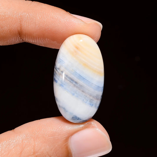 Blue Scheelite Oval Shape Cabochon Loose Gemstone Natural 22 Ct. 27X15X6 mm V-4169