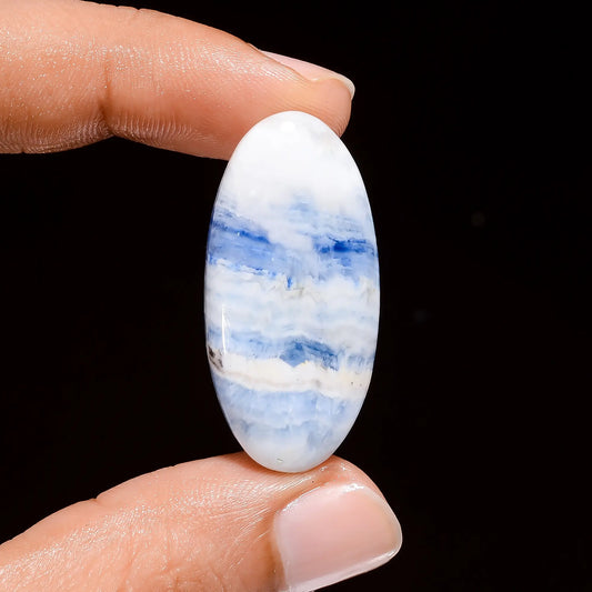 Wonderful Top Grade Quality 100% Natural Blue Scheelite Oval Shape Cabochon Loose Gemstone For Making Jewelry 29 Ct. 35X17X5 mm V-4172
