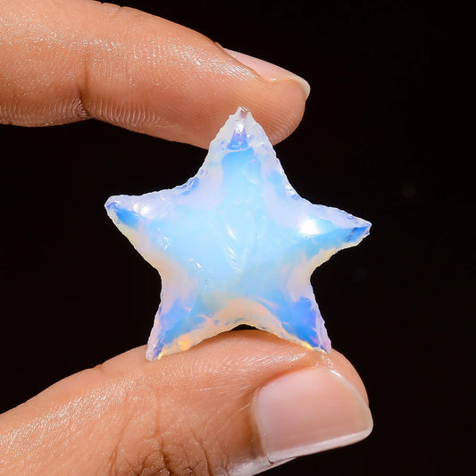 Opalite Druzy Star Shape Cabochon Loose Gemstone 21.5 Ct. 28X27X9 mm V-4185