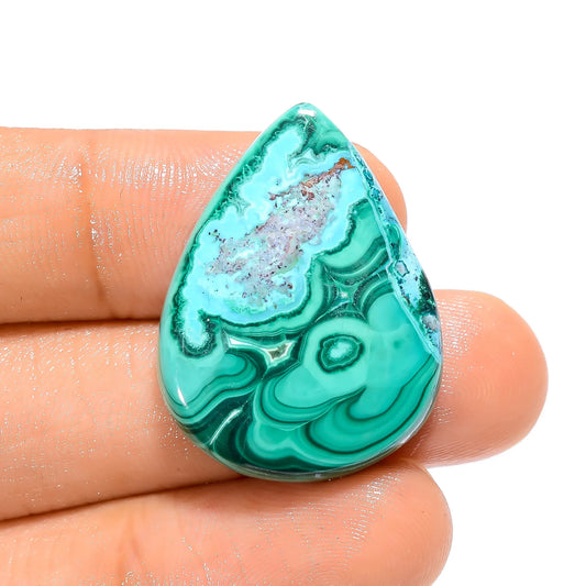 Elegant Top Grade Quality 100% Natural Chrysocolla Malachite Pear Shape Cabochon Loose Gemstone For Making Jewelry 39.5 Ct 29X22X6 mm V-4384