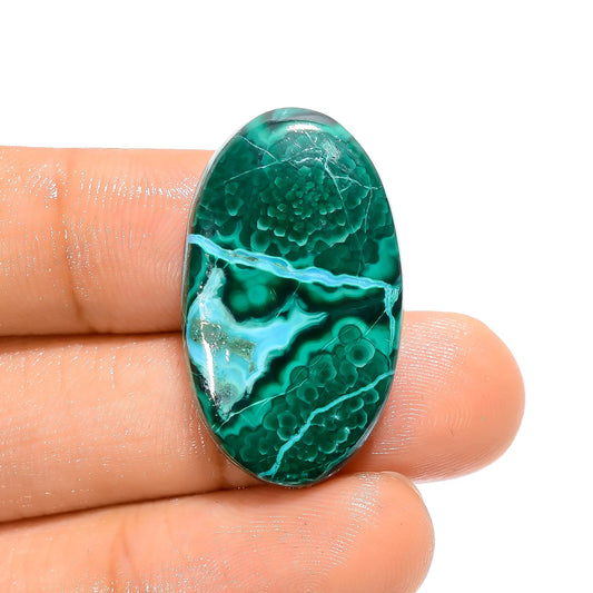 Gorgeous Top Grade Quality 100% Natural Chrysocolla Malachite Oval Shape Cabochon Loose Gemstone For Making Jewelry 33 Ct. 30X17X5 mm V-4387