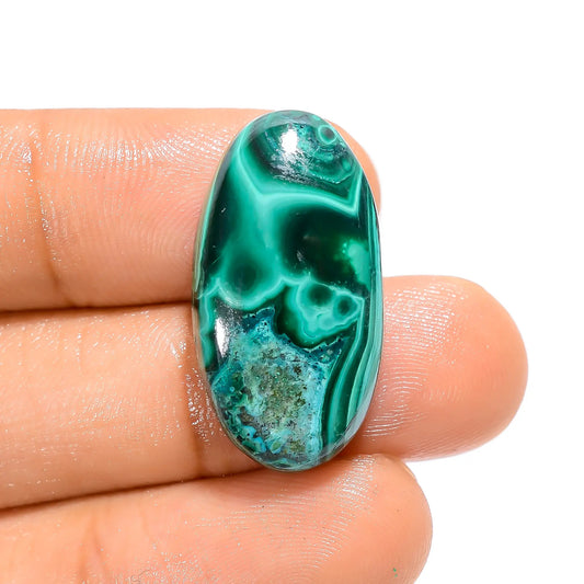 Splendid Top Grade Quality 100% Natural Chrysocolla Malachite Oval Shape Cabochon Loose Gemstone For Making Jewelry 33 Ct. 26X14X7 mm V-4392