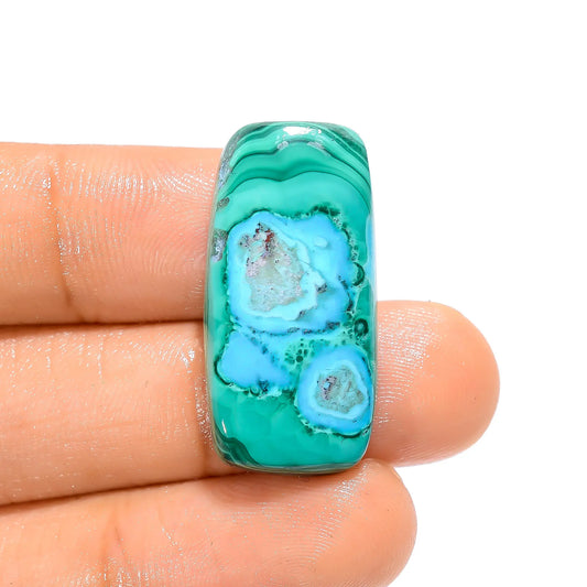 Unique Top Grade Quality 100% Natural Chrysocolla Malachite Radiant Shape Cabochon Loose Gemstone For Making Jewelry 28 Ct 29X14X5 mm V-4397