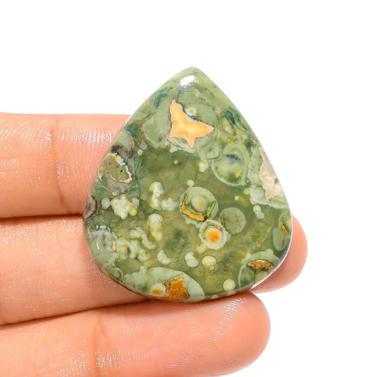 Rhyolite Pear Shape Cabochon Loose Gemstone Natural 39.5 Ct. 34X30X5 mm V-4419