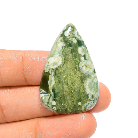 Rhyolite Pear Shape Cabochon Loose Gemstone Natural 30 Ct. 38X25X4 mm V-4420