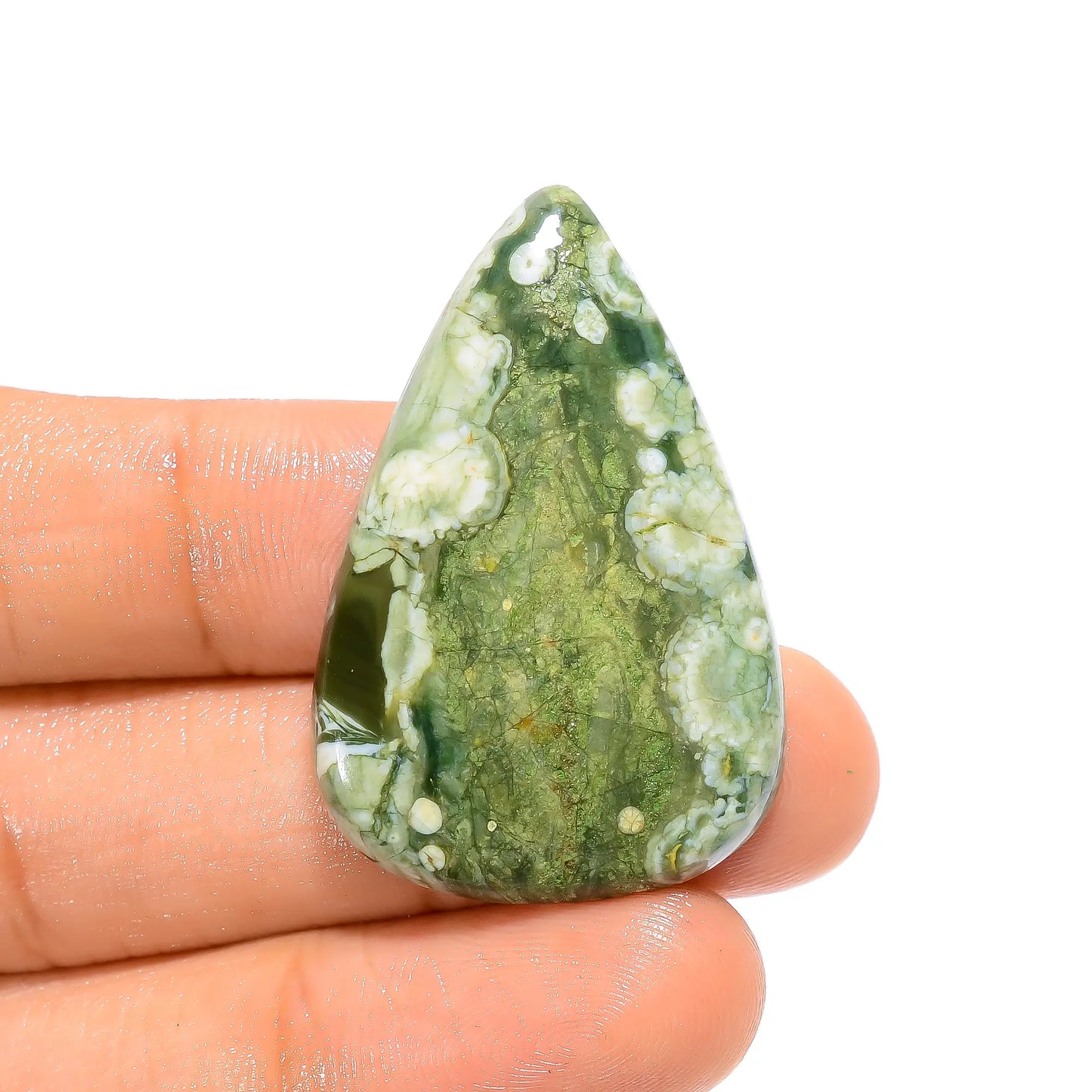 Rhyolite Pear Shape Cabochon Loose Gemstone Natural 30 Ct. 38X25X4 mm V-4420