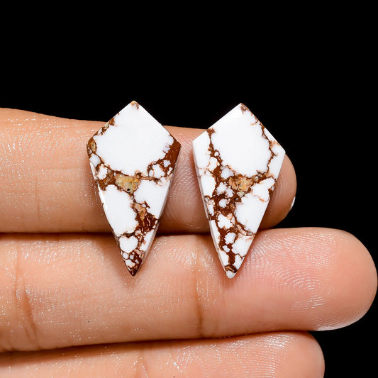 Wild Horse Magnesite Jasper Shield Shape Cabochon Loose Gemstone Pair Natural 14.5 Ct. 23X12X4 mm V-4479