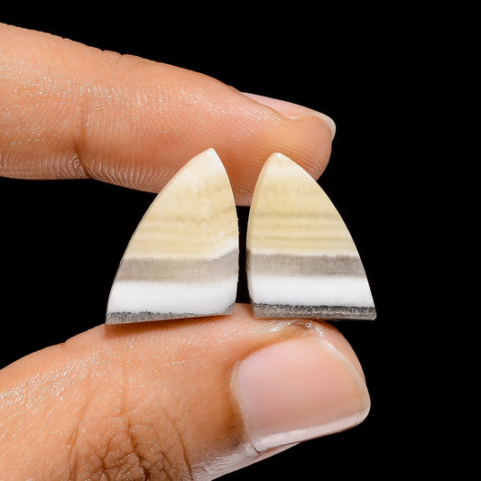 Calcite Fancy Shape Cabochon Loose Gemstone Pair Natural 13 Ct. 19X12X4 mm V-4506