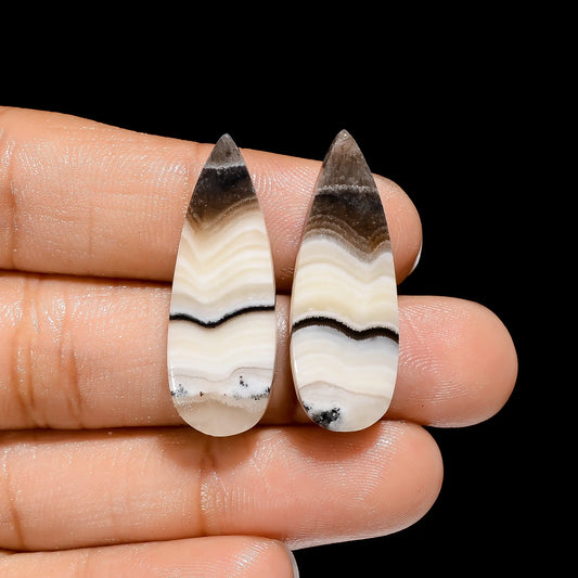 Calcite Pear Shape Cabochon Loose Gemstone Pair Natural 25 Ct. 31X11X4 mm V-4509