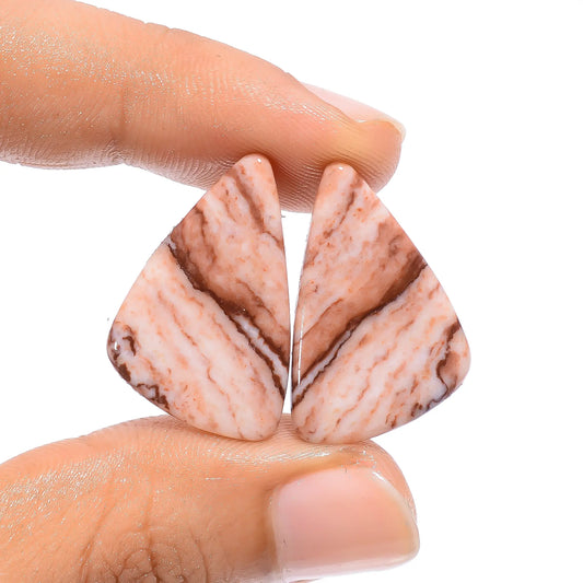 Coconut Jasper Fancy Shape Cabochon Loose Gemstone Pair Natural 23 Ct. 24X17X3 mm V-4523