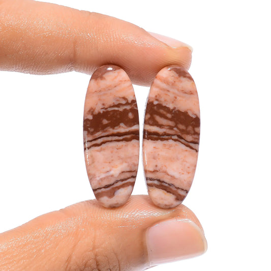 Wonderful Top Grade Quality 100% Natural Coconut Jasper Oval Shape Cabochon Loose Gemstone Pair For Making Earrings 28 Ct. 29X12X4 mm V-4525