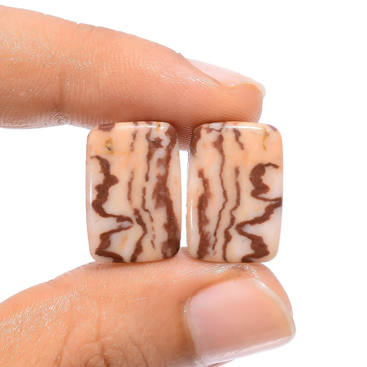 Coconut Jasper Radiant Shape Cabochon Loose Gemstone Pair Natural 16.5 Ct. 17X12X3 mm V-4531