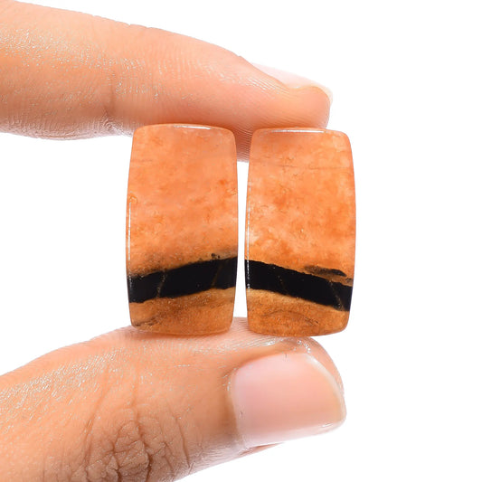 Bio Amazonite Radiant Shape Cabochon Loose Gemstone Pair Natural 30 Ct. 23X12X4 mm V-4533