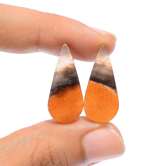 Bio Amazonite Pear Shape Cabochon Loose Gemstone Pair Natural 18.5 Ct. 25X11X4 mm V-4534