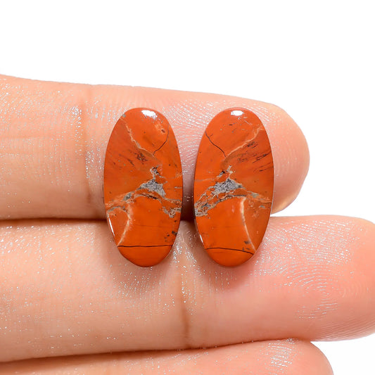 Rainbow Jasper Oval Shape Cabochon Loose Gemstone Pair Natural 11.5 Ct. 17X8X4 mm V-4557